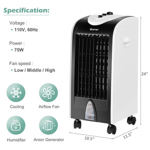 3-in-1 Portable Evaporative Air Conditioner Cooler With Filter Knob For Indoor