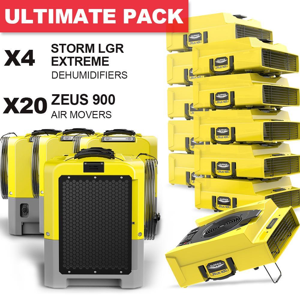 AlorAir® Ultimate Pack: Water Damage Restoration Equipment Package, 4 Commercial Dehumidifiers 85 Pint + 20 Air Movers